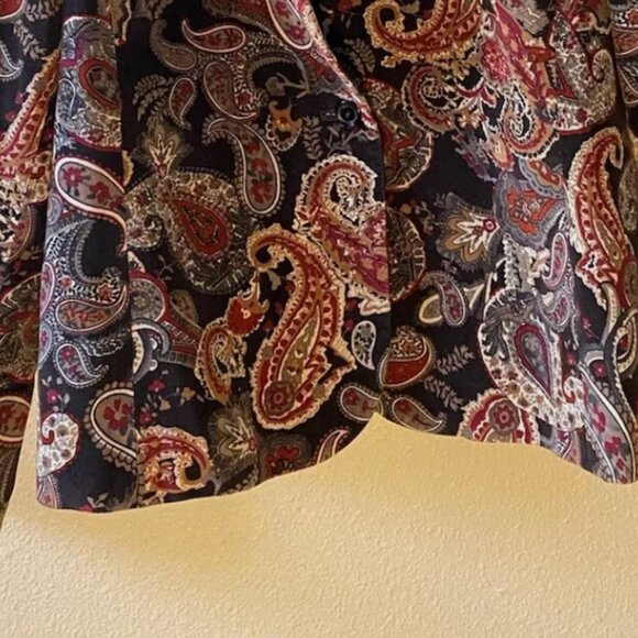 Talbots Blazer Velvet Jacket Size 10 Paisley Lined Cotton Silk Blend 1 Button - Picture 3 of 8